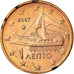Grecia, Euro Cent, 2007, SPL, Acciaio placcato rame, KM:181