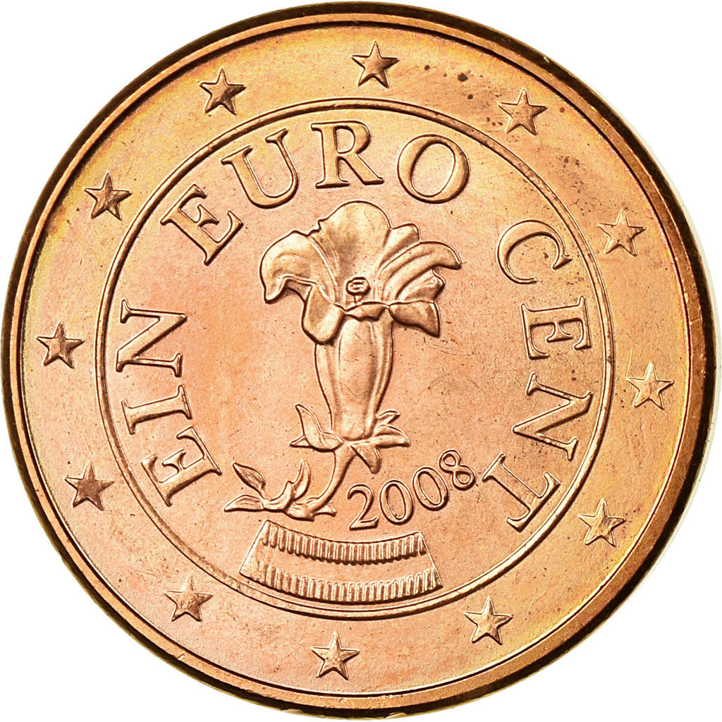 Oostenrijk, Euro Cent, 2008, UNC-, Copper Plated Steel, KM:3082