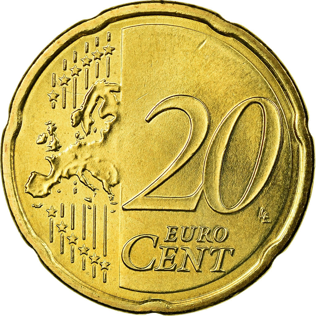 Áustria, 20 Euro Cent, 2008, MS(63), Latão, KM:3140