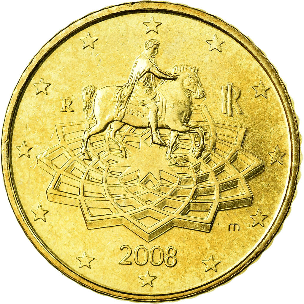 Italien, 50 Euro Cent, 2008, UNZ, Messing, KM:249