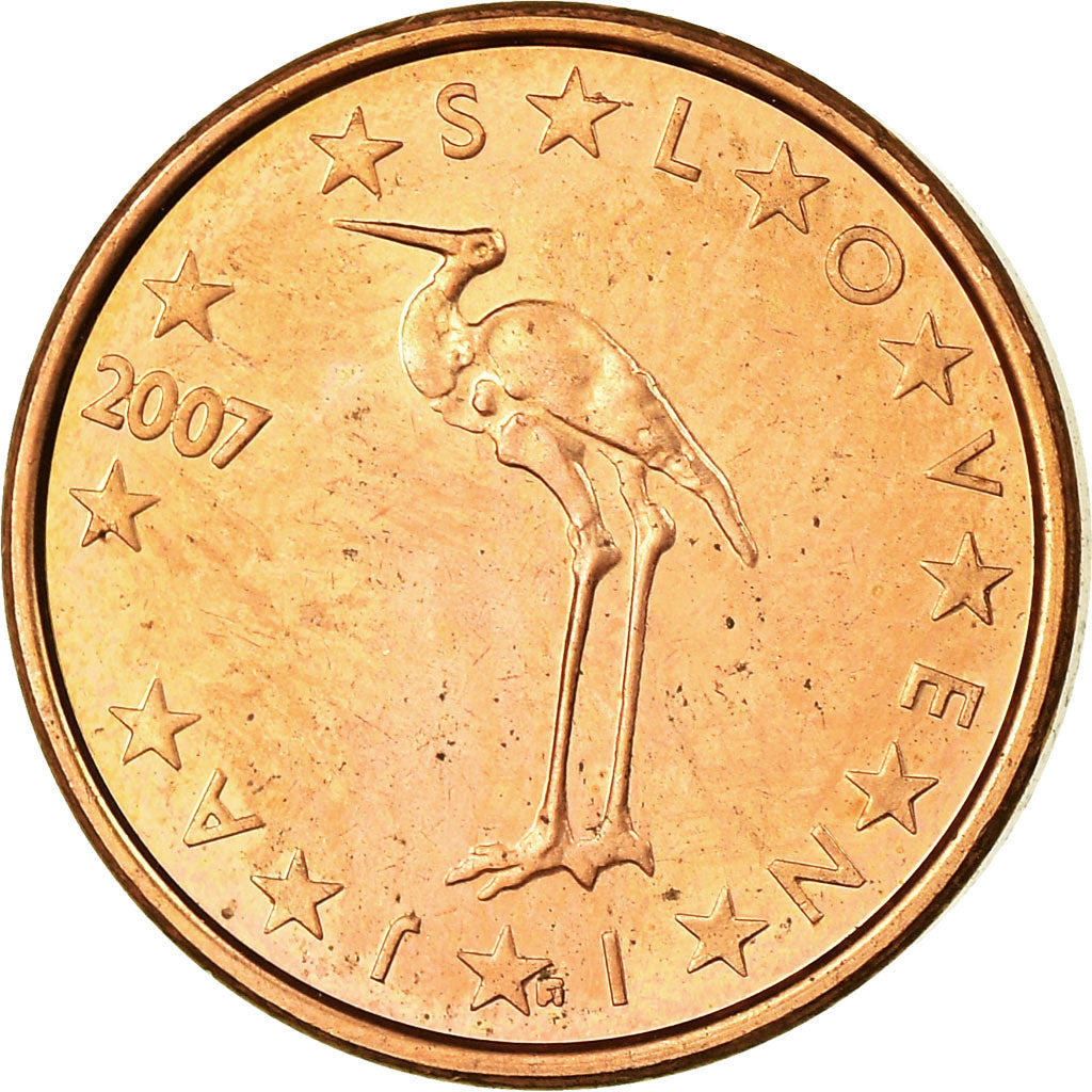 Eslovénia, Euro Cent, 2007, MS(63), Aço Cromado a Cobre, KM:68