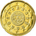 Portogallo, 20 Euro Cent, 2007, SPL, Ottone, KM:744