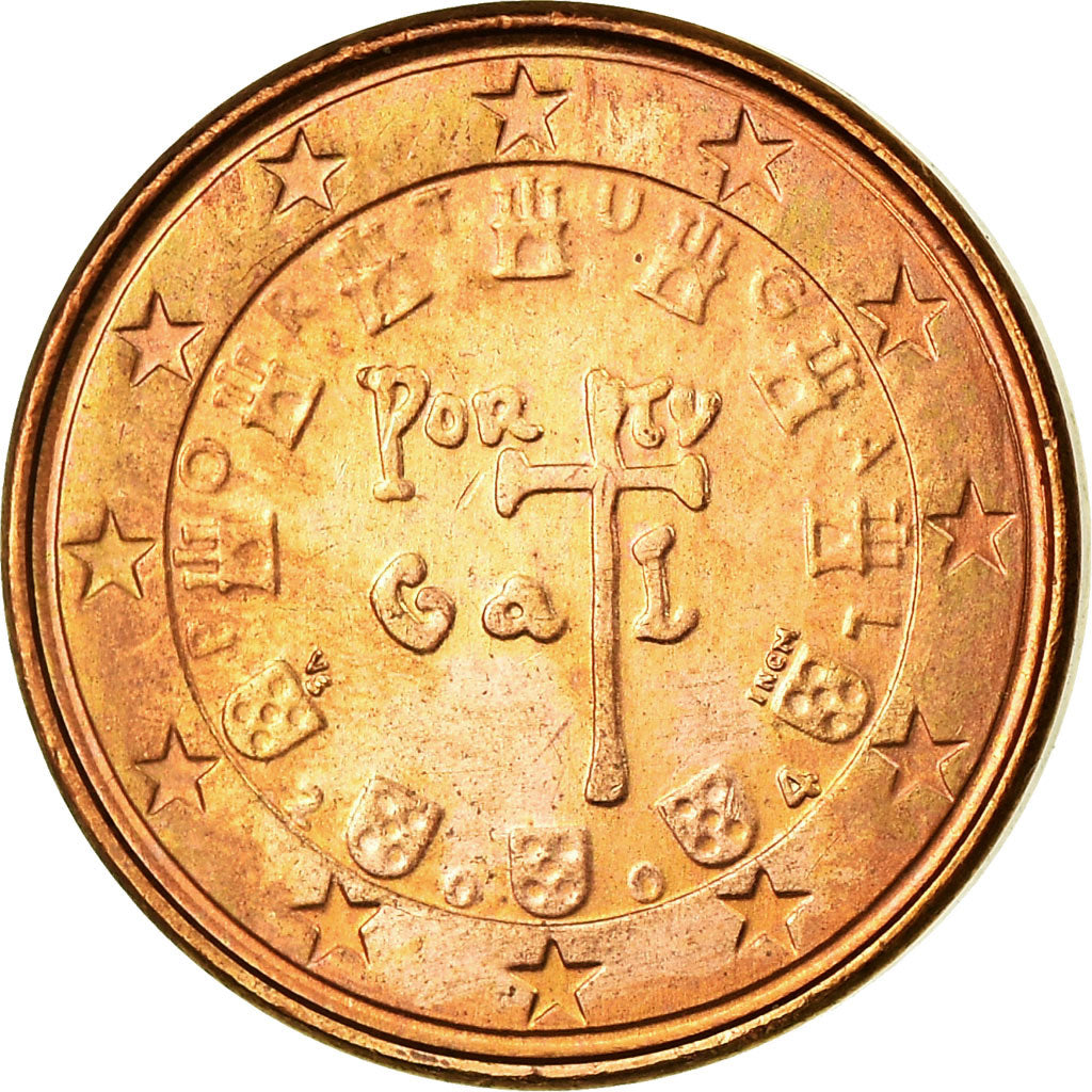 Portugal, Euro Cent, 2004, MS(63), Aço Cromado a Cobre, KM:740