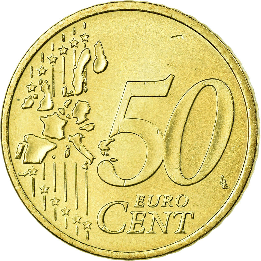 GERMANY - FEDERAL REPUBLIC, 50 Euro Cent, 2002, MS(63), Brass, KM:212