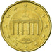 GERMANY - FEDERAL REPUBLIC, 20 Euro Cent, 2002, EF(40-45), Brass, KM:211