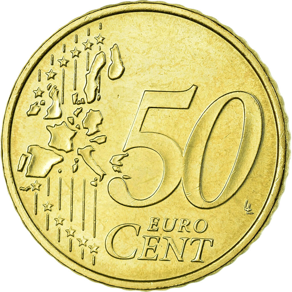 GERMANY - FEDERAL REPUBLIC, 50 Euro Cent, 2002, MS(63), Brass, KM:212