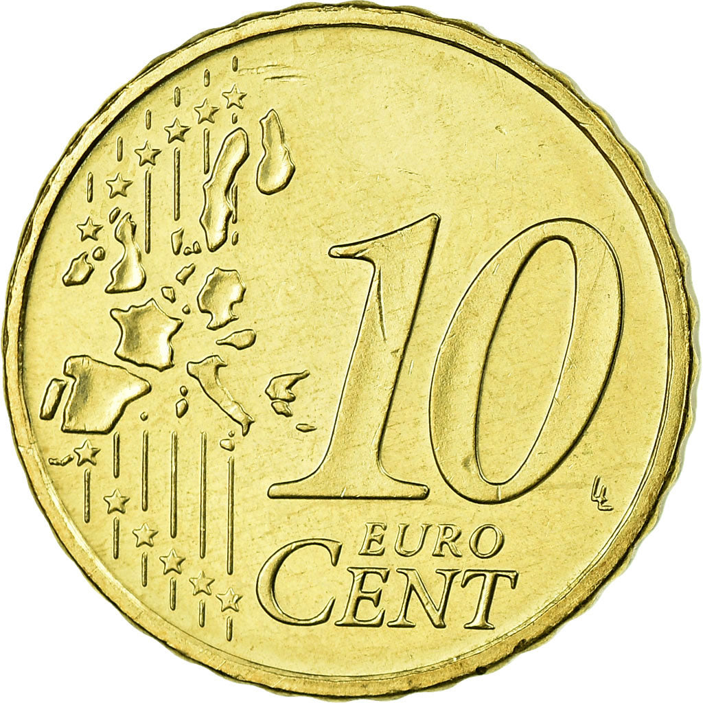 GERMANY - FEDERAL REPUBLIC, 10 Euro Cent, 2002, MS(63), Brass, KM:210