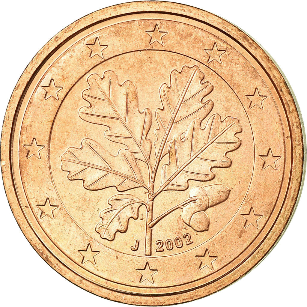 GERMANY - FEDERAL REPUBLIC, 2 Euro Cent, 2002, MS(63), Copper Plated Steel