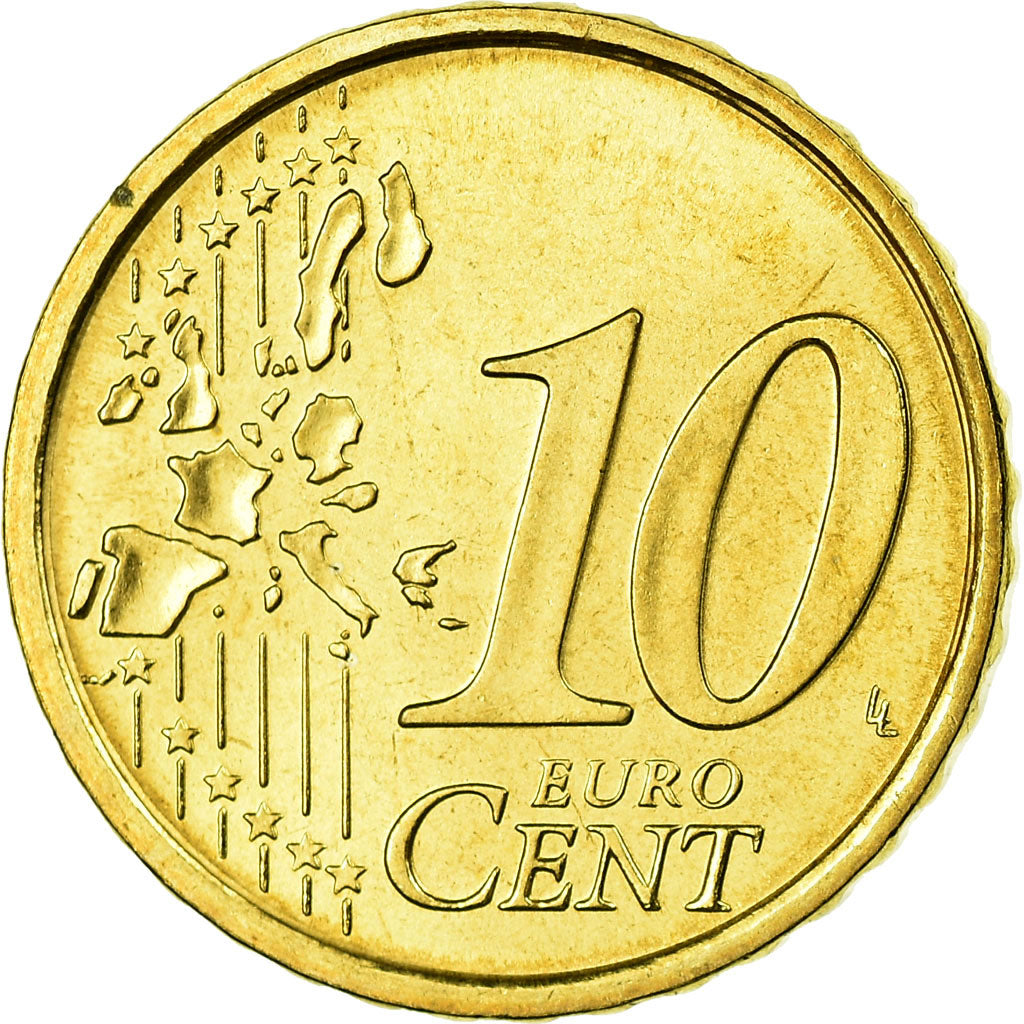 Italy, 10 Euro Cent, 2004, MS(63), Brass, KM:213