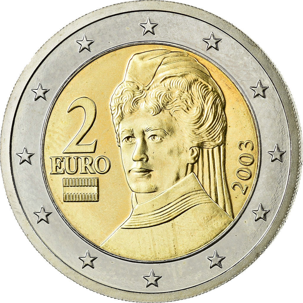 Áustria, 2 Euro, 2003, MS(63), Bimetálico, KM:3089