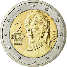 Áustria, 2 Euro, 2003, MS(63), Bimetálico, KM:3089