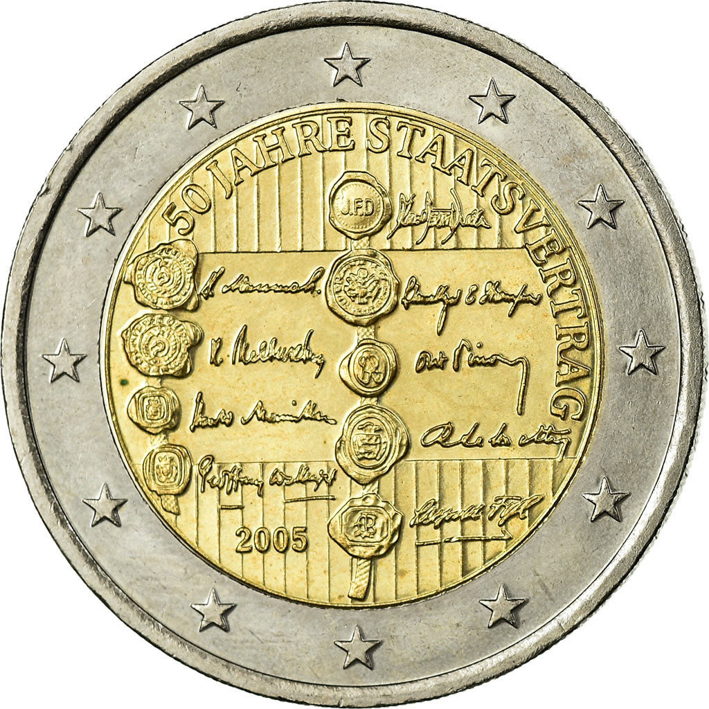Austria, 2 Euro, State Treaty, 2005, MS(63), Bi-Metallic, KM:3124
