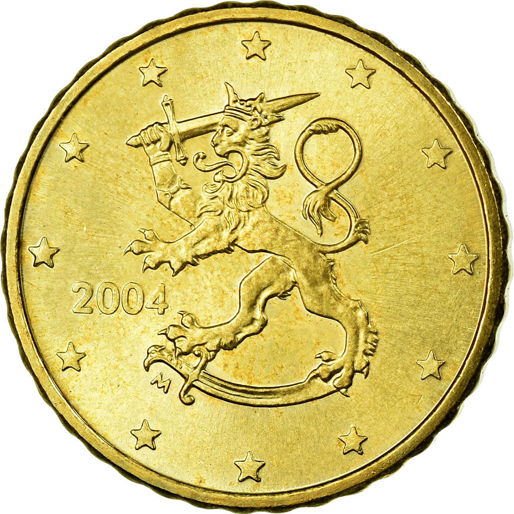 Finland, 10 Euro Cent, 2004, MS(63), Brass, KM:101
