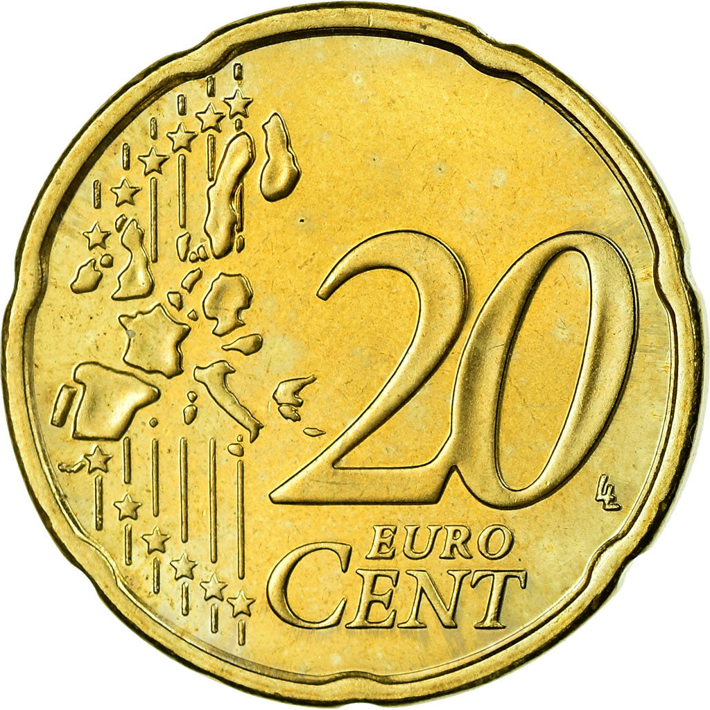 Finland, 20 Euro Cent, 2004, MS(63), Brass, KM:102
