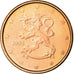 Finlândia, Euro Cent, 2008, MS(63), Aço Cromado a Cobre, KM:98