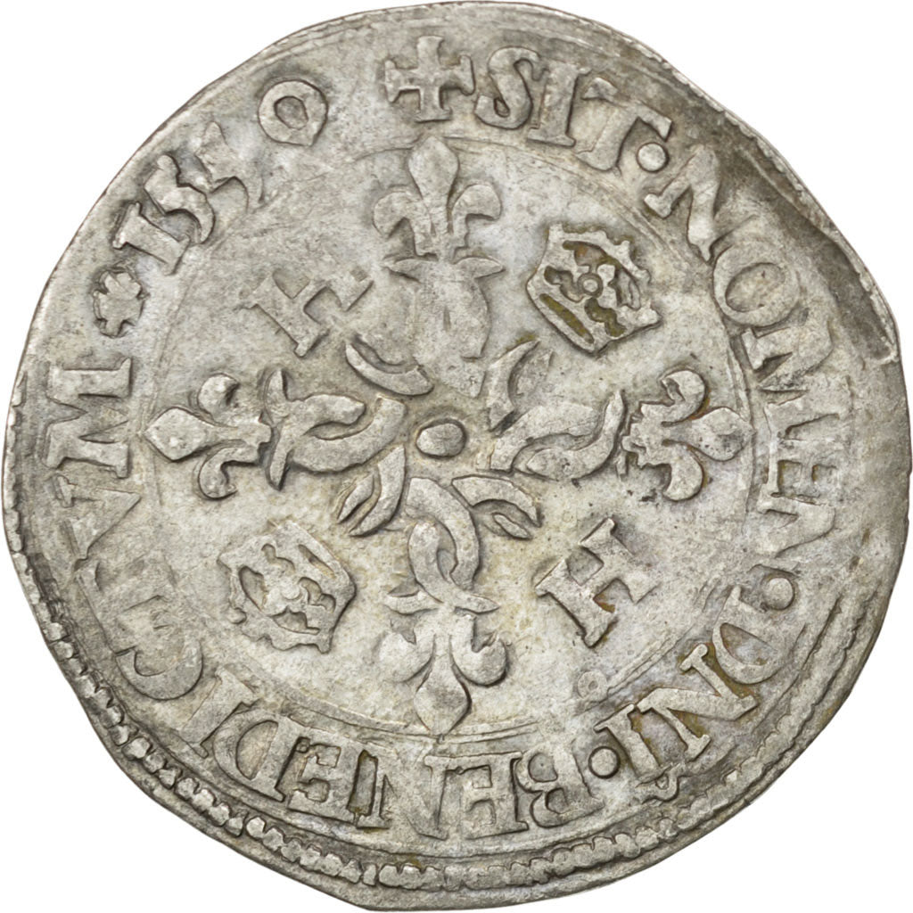 FRANCE, Douzain aux croissants, 1550, Rennes, EF(40-45), Billon, Sombart #4380,.