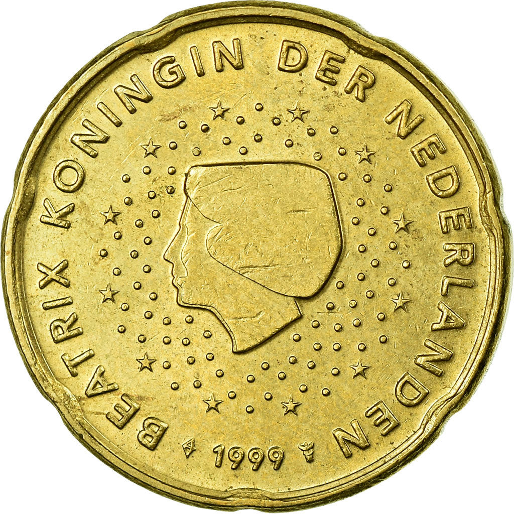 Netherlands, 20 Euro Cent, 1999, AU(55-58), Brass, KM:238