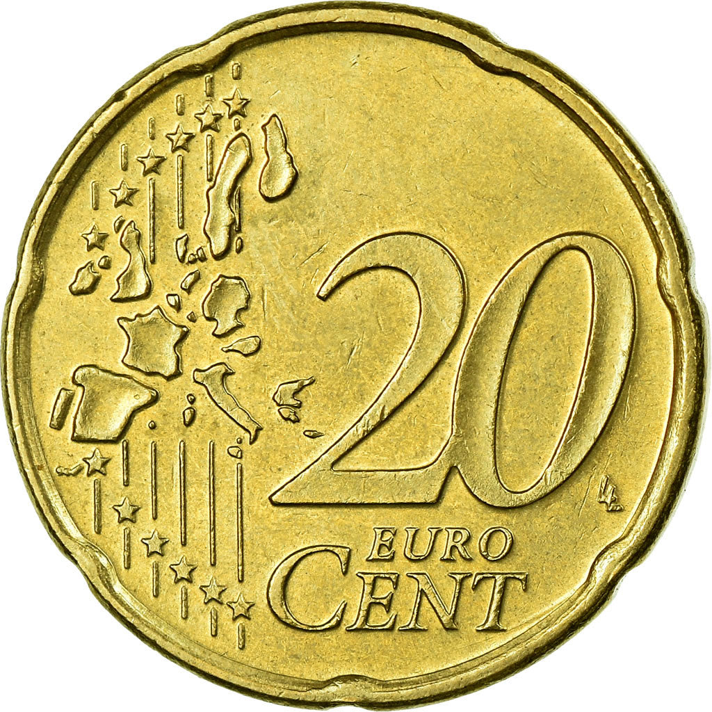 Netherlands, 20 Euro Cent, 1999, AU(55-58), Brass, KM:238