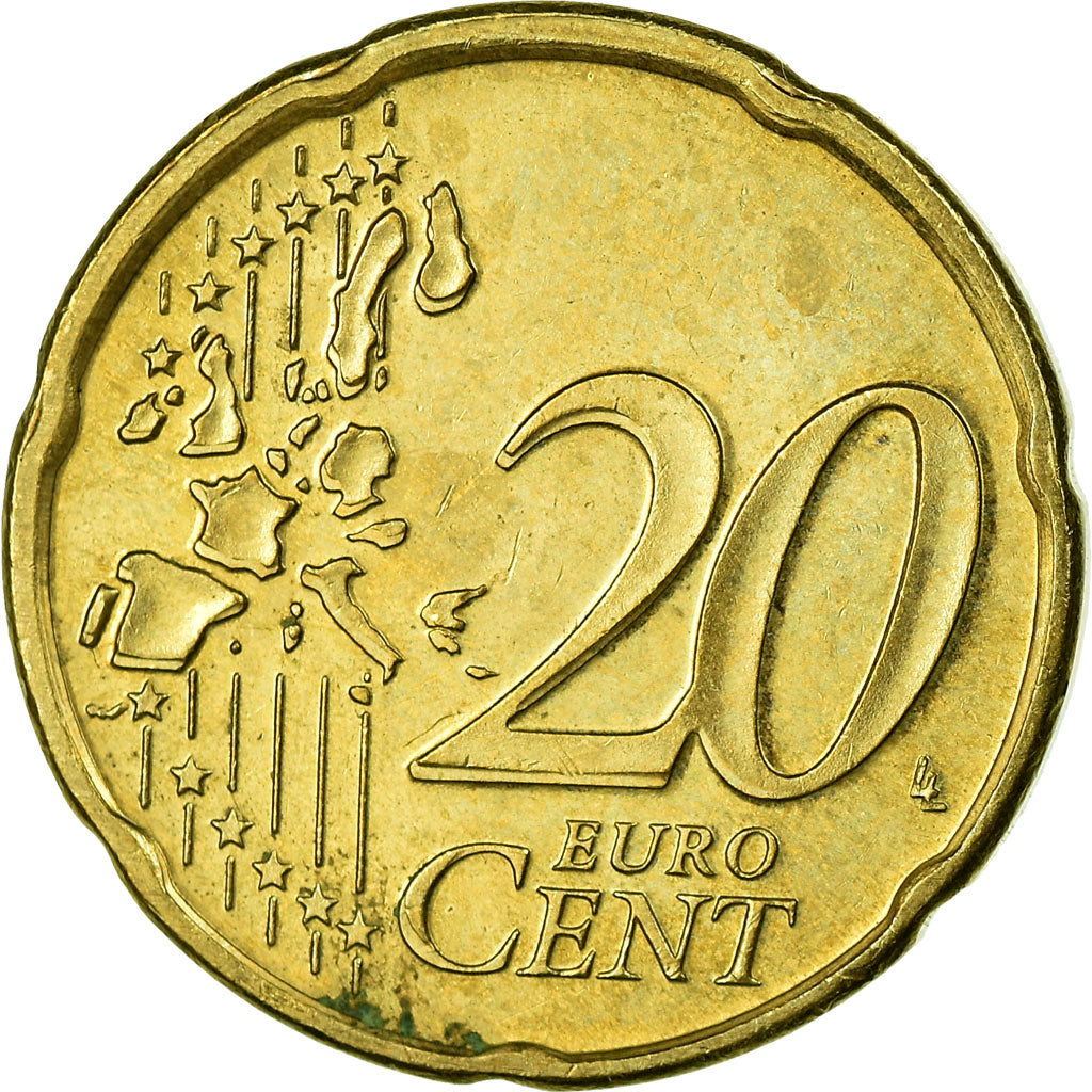 Netherlands, 20 Euro Cent, 2000, AU(55-58), Brass, KM:238