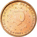 Paesi Bassi, Euro Cent, 2002, SPL, Acciaio placcato rame, KM:234