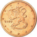 Finland, 2 Euro Cent, 1999, MS(63), Copper Plated Steel, KM:99