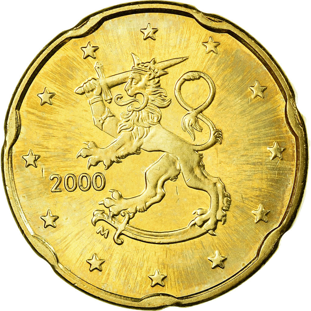 Finnland, 20 Euro Cent, 2000, UNZ, Messing, KM:102