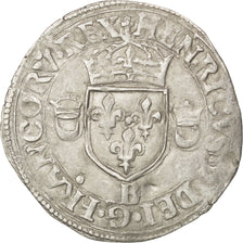 Moneda, Francia, Douzain aux croissants, 1550, Rouen, MBC+, Vellón