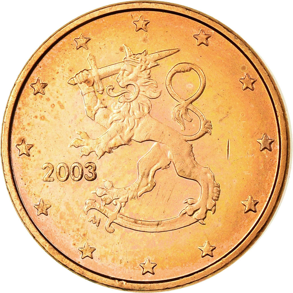 Finlândia, Euro Cent, 2003, MS(63), Aço Cromado a Cobre, KM:98