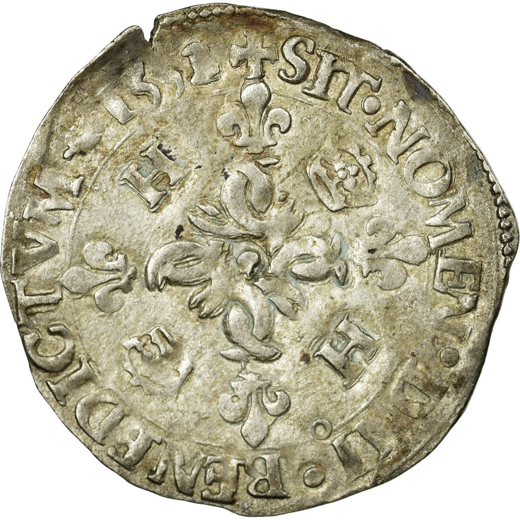 Munten, Frankrijk, Douzain aux croissants, 1552, Rennes, FR+, Billon
