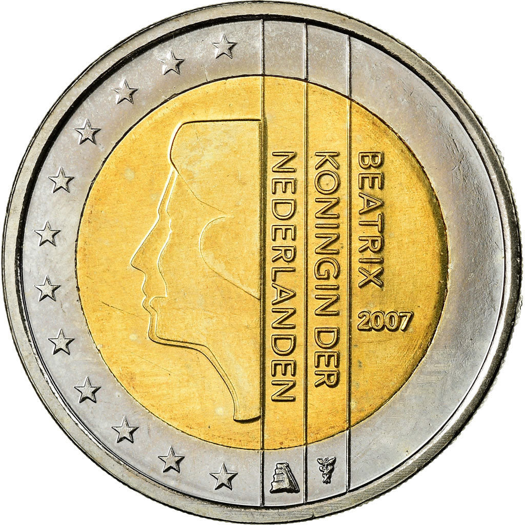 Niederlande, 2 Euro, 2007, UNZ, Bi-Metallic, KM:272