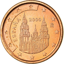 Spain, Euro Cent, 2000, MS(63), Copper Plated Steel, KM:1040
