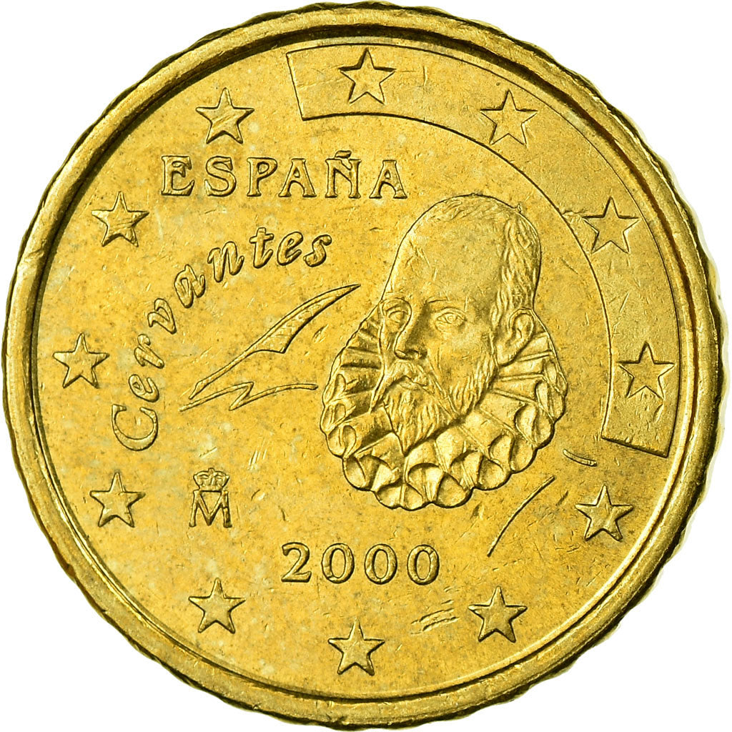 Spain, 10 Euro Cent, 2000, AU(55-58), Brass, KM:1043