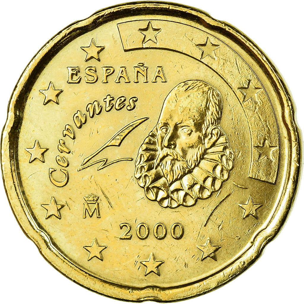 Spagna, 20 Euro Cent, 2000, SPL-, Ottone, KM:1044