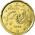 Spagna, 20 Euro Cent, 2000, SPL-, Ottone, KM:1044