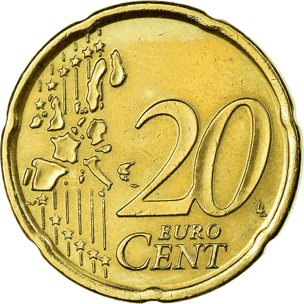 Spagna, 20 Euro Cent, 2000, SPL-, Ottone, KM:1044