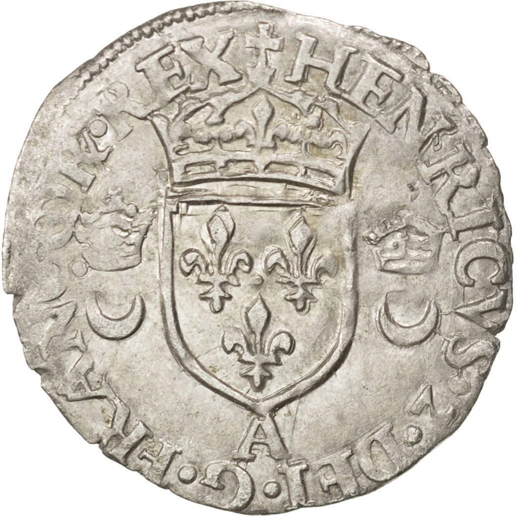 FRANCE, Douzain aux croissants, 1551, Paris, VF(30-35), Billon, Sombart #4380,..