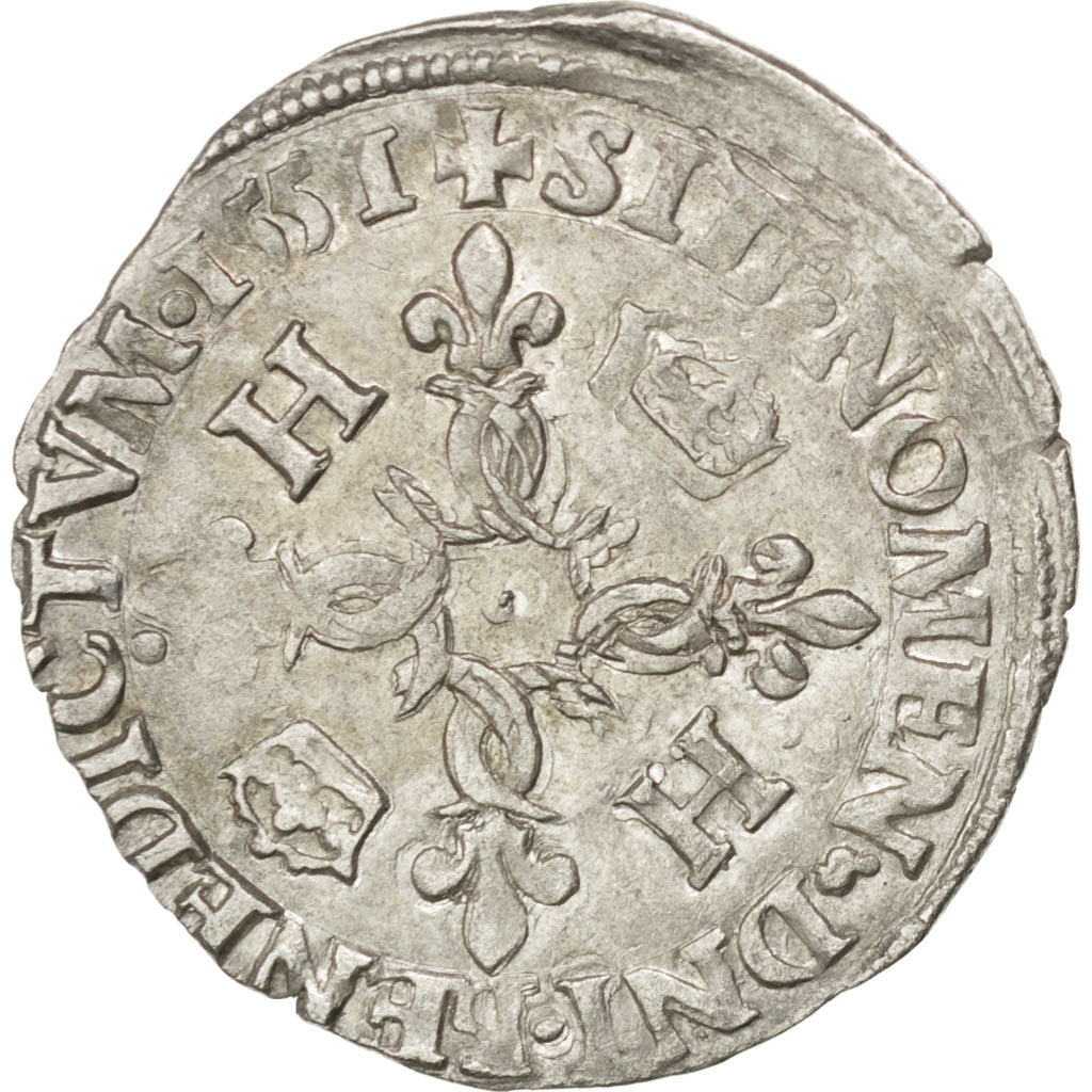 FRANCE, Douzain aux croissants, 1551, Paris, VF(30-35), Billon, Sombart #4380,..