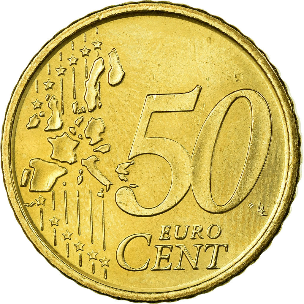 Spain, 50 Euro Cent, 2002, AU(55-58), Brass, KM:1045