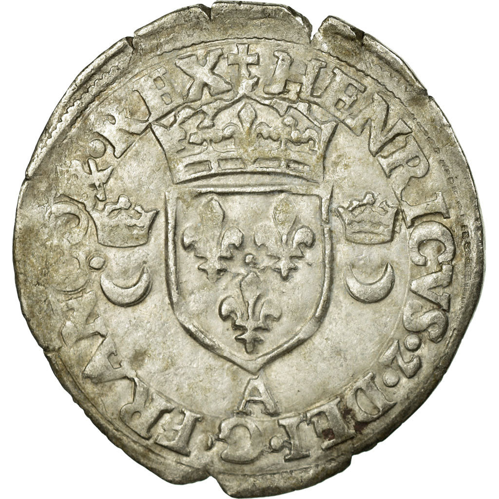 Munten, Frankrijk, Douzain aux croissants, 1551, Paris, ZF+, Billon