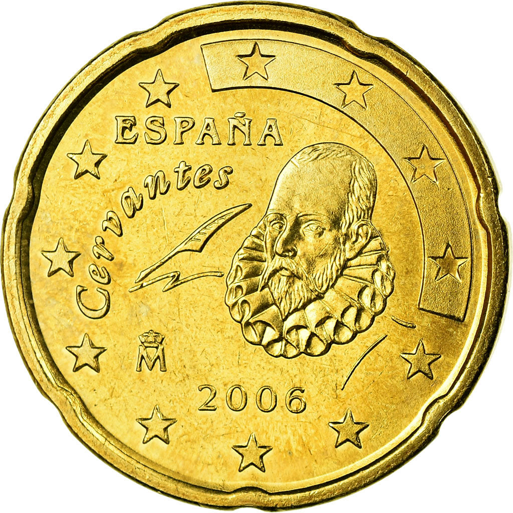 Espanha, 20 Euro Cent, 2006, MS(63), Latão, KM:1044