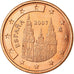 Espanha, 5 Euro Cent, 2007, MS(63), Aço Cromado a Cobre, KM:1042