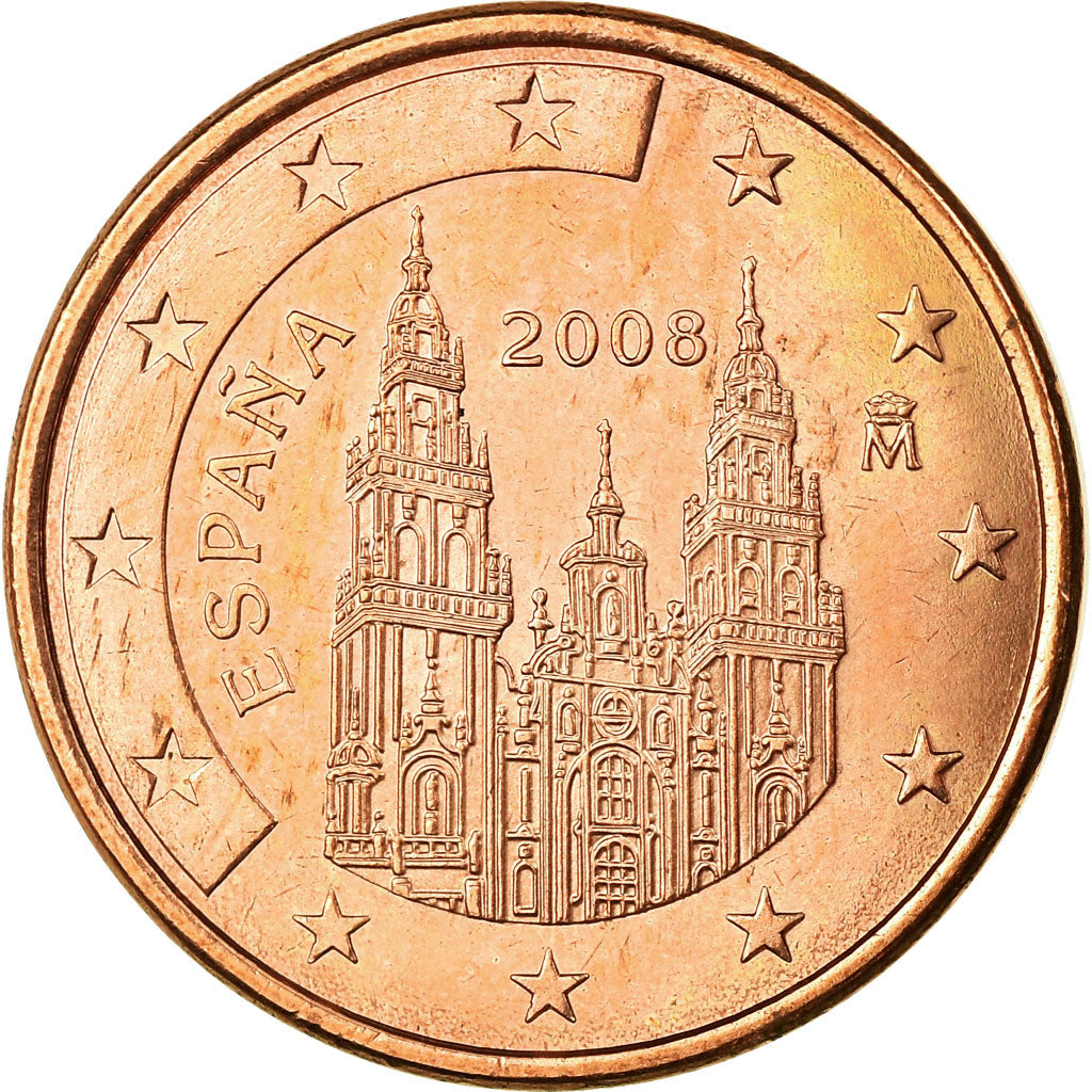 Spain, 5 Euro Cent, 2008, MS(63), Copper Plated Steel, KM:1042