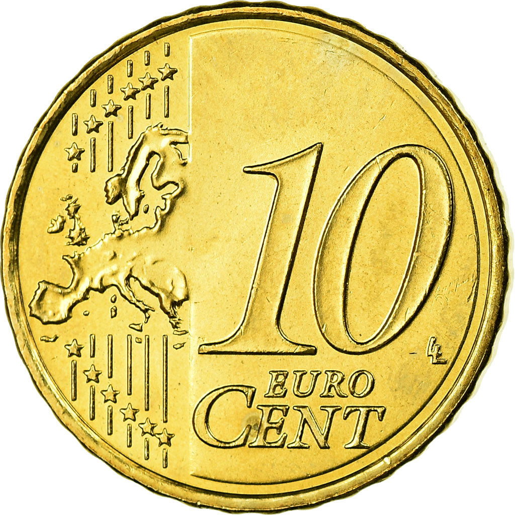 Spain, 10 Euro Cent, 2008, MS(63), Brass, KM:1070
