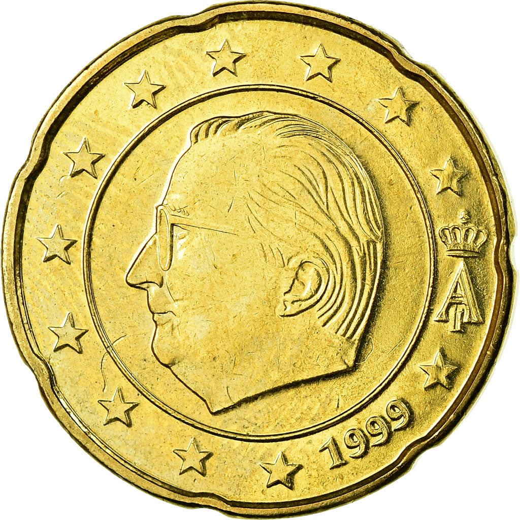 Belgium, 20 Euro Cent, 1999, AU(55-58), Brass, KM:228