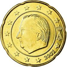 Belgium, 20 Euro Cent, 2001, MS(63), Brass, KM:228