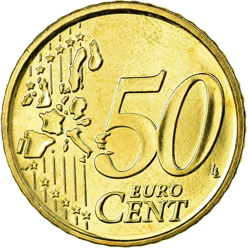 Belgio, 50 Euro Cent, 2001, SPL, Ottone, KM:229