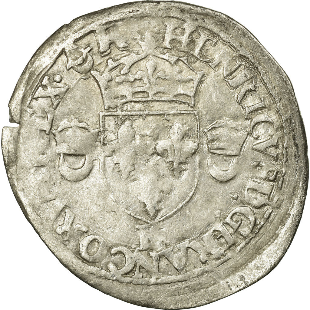 Moneta, Francja, Douzain aux croissants, 1550, Bordeaux, EF(40-45), Bilon