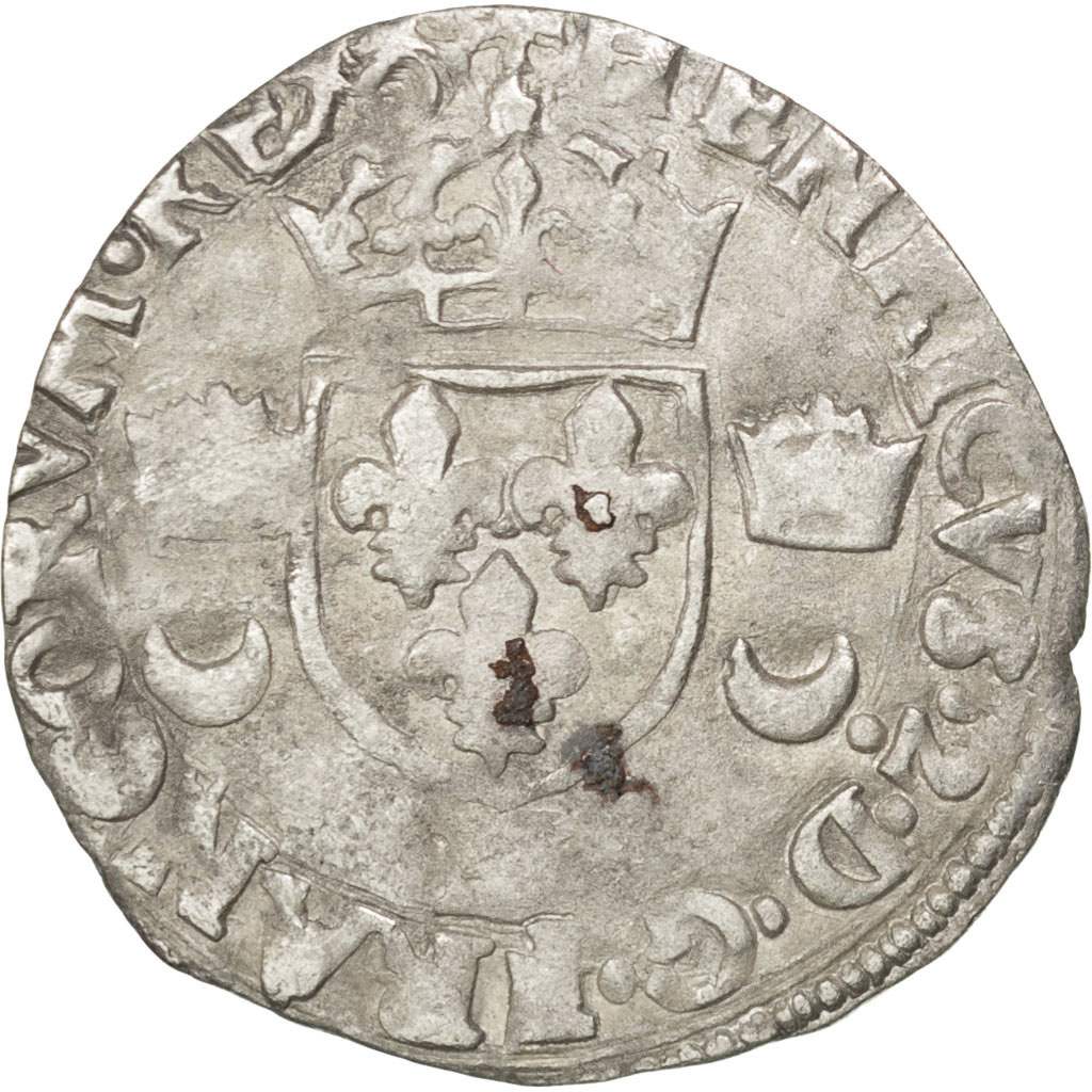 Francia, Douzain aux croissants, 1550, La Rochelle, MB, Biglione, Sombart:4380