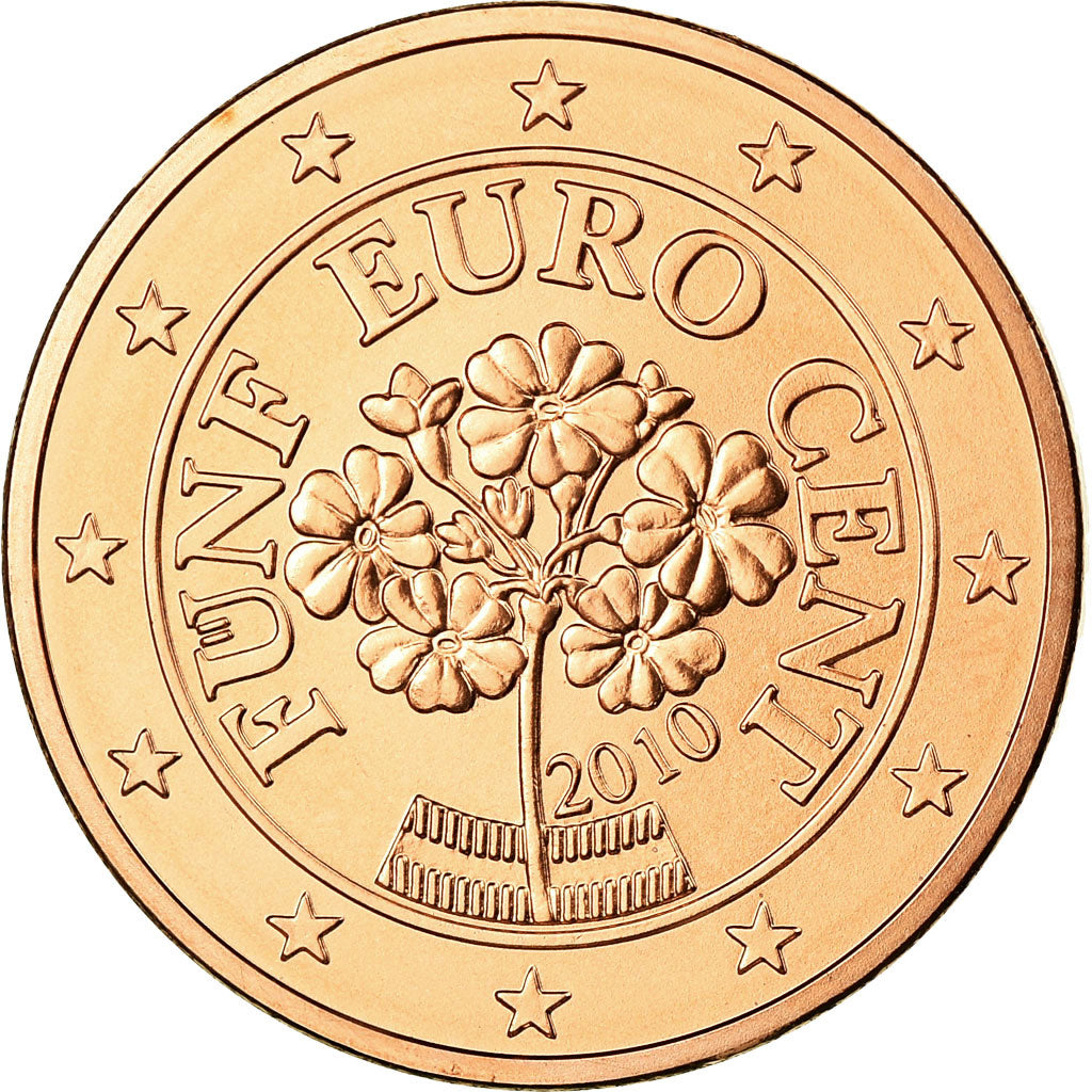 Austria, 5 Euro Cent, 2010, FDC, Acciaio placcato rame, KM:3084