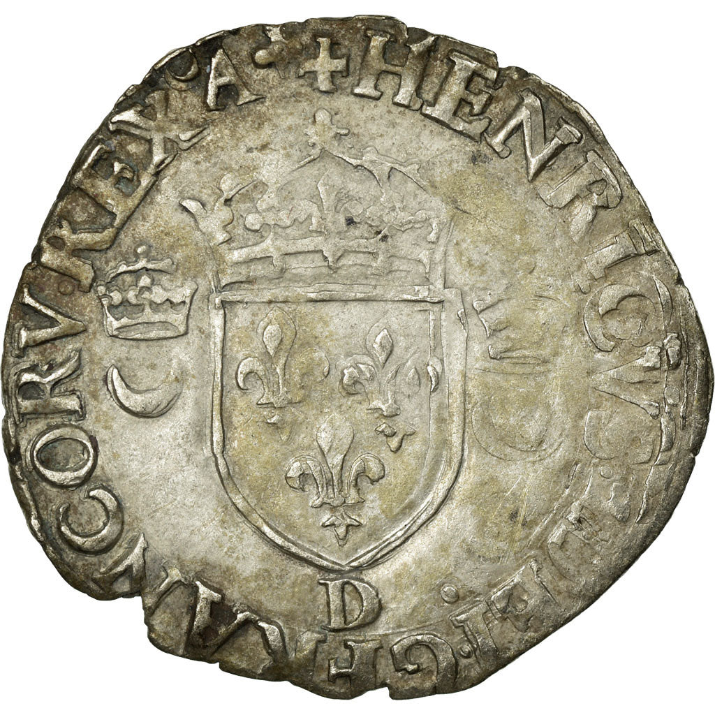 Moneta, Francia, Douzain aux croissants, 1555, Lyons, MB+, Biglione